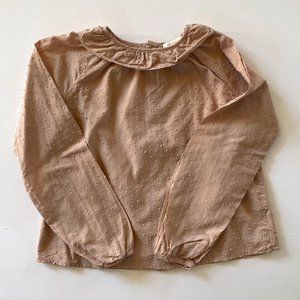 NWOT Olivier London Majorie Top - dusty rose pink swiss dot cotton blouse, 7-8Y